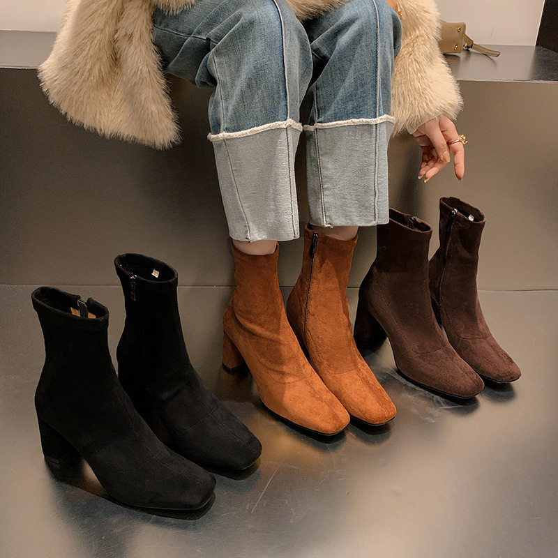 巨美舒适圆头粗跟绒面弹力瘦瘦靴2023秋季气质韩版小短靴女,户外/登山/野营/旅行用品,登山鞋/徒步鞋,淘宝优惠券,粉丝福利购,淘宝优惠卷