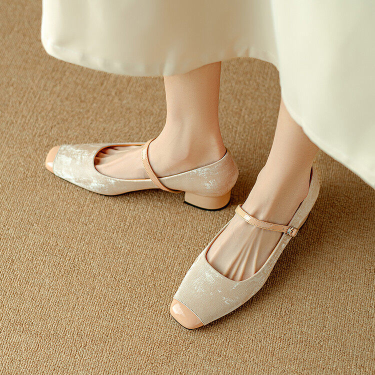 2024夏季小香风中跟方头法式国风缎面温柔粗跟玛丽珍单鞋配裙子夏,流行男鞋,马丁靴,淘宝优惠券,粉丝福利购,淘宝优惠卷