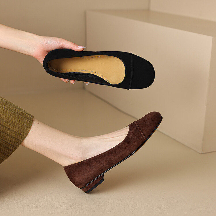 法式复古配裙子单鞋低跟春秋新款磨砂软羊翻皮浅口瓢鞋软底豆豆鞋,户外/登山/野营/旅行用品,登山鞋/徒步鞋,淘宝优惠券,粉丝福利购,淘宝优惠卷