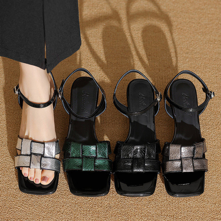 法式气质凉鞋女款2025夏季新款时尚外穿方头一字扣带罗马凉拖鞋,流行男鞋,马丁靴,淘宝优惠券,粉丝福利购,淘宝优惠卷