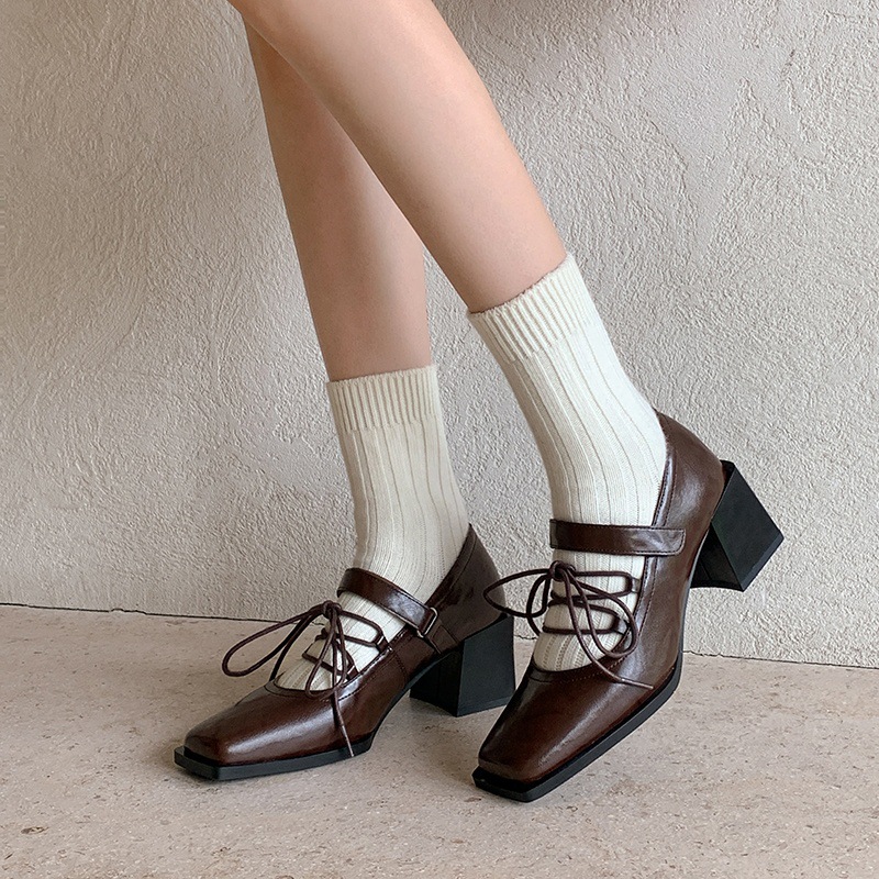 法式绝美方头粗跟单鞋女2025年新款秋季高跟鞋不累脚玛丽珍配裙子