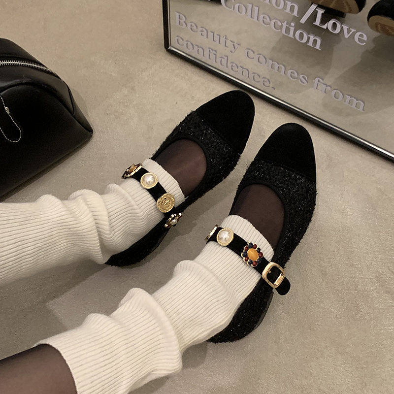 羊皮版小香风金属扣玛丽珍鞋一字带浅口单鞋温柔法式圆头平底鞋春,户外/登山/野营/旅行用品,登山鞋/徒步鞋,淘宝优惠券,粉丝福利购,淘宝优惠卷