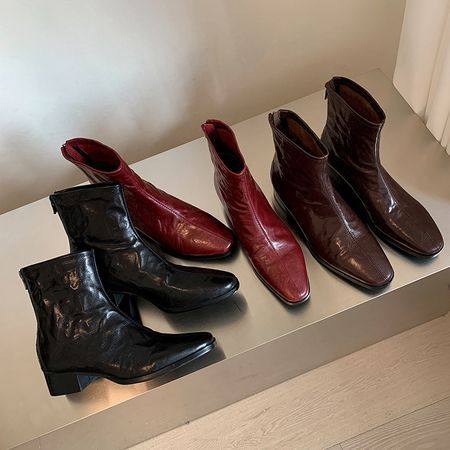 头层羊皮！巨软舒适低跟粗跟短靴24年秋冬新款韩版后拉链瘦瘦靴,户外/登山/野营/旅行用品,登山鞋/徒步鞋,淘宝优惠券,粉丝福利购,淘宝优惠卷