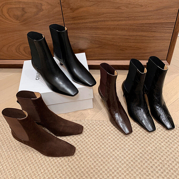 全皮短靴女式时装单靴抓纹复古方头粗跟基础款套脚及裸靴女短筒靴,户外/登山/野营/旅行用品,登山鞋/徒步鞋,淘宝优惠券,粉丝福利购,淘宝优惠卷