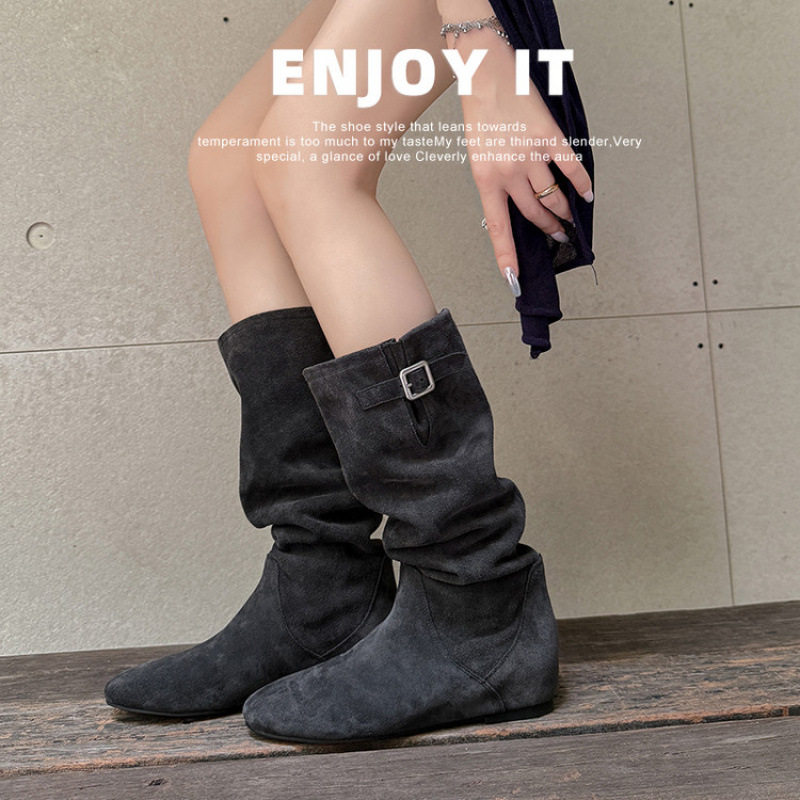 2025新款真皮复古平底堆堆靴褶皱西部牛仔靴长筒靴美拉德棕色靴子,户外/登山/野营/旅行用品,登山鞋/徒步鞋,淘宝优惠券,粉丝福利购,淘宝优惠卷