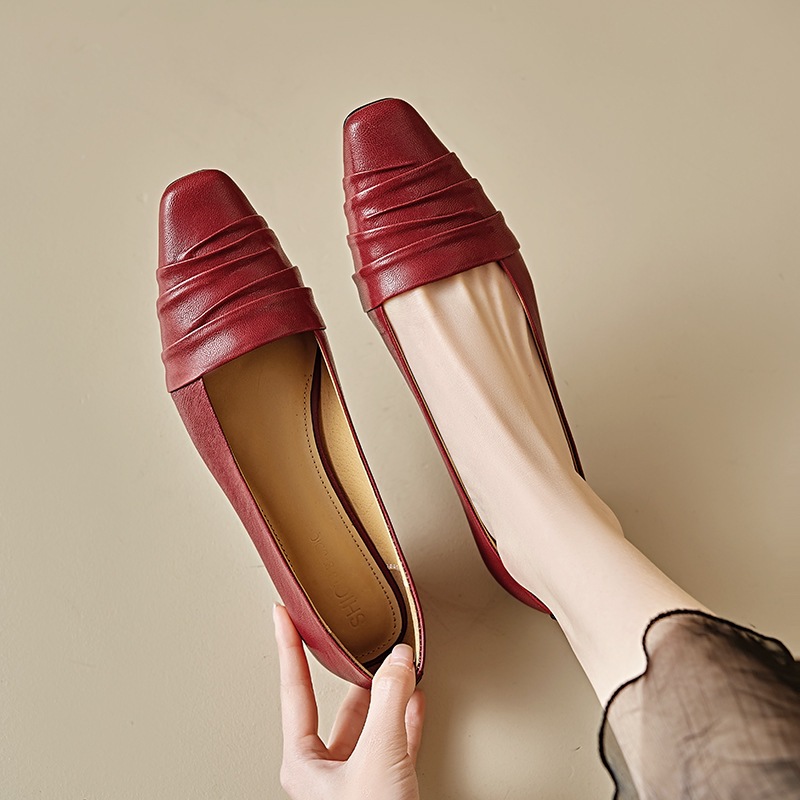 高跟鞋2025春季新款女鞋粗跟低跟时装鞋红色婚鞋时尚浅口单鞋女