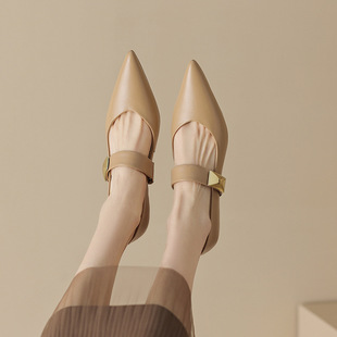 女鞋 时髦精BI备 中跟气质单鞋 羊皮尖头细跟单鞋 浅口通勤 2023新款