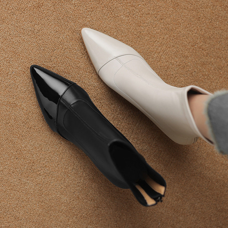 拼接小香风尖头细跟时尚后拉链弹力瘦瘦靴2025秋冬气质性感短筒靴,运动鞋new,跑步鞋,淘宝优惠券,粉丝福利购,淘宝优惠卷