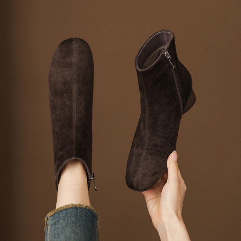 磨砂羊皮翻毛皮棕色瘦瘦小短靴女春秋踝靴加绒裸靴低跟软底单靴子,户外/登山/野营/旅行用品,登山鞋/徒步鞋,淘宝优惠券,粉丝福利购,淘宝优惠卷