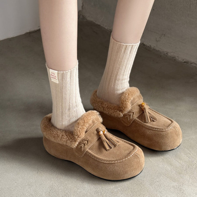 女士流苏加绒厚时尚2025年秋冬圆头粗跟中跟毛毛鞋棉鞋舒适包头拖,户外/登山/野营/旅行用品,登山鞋/徒步鞋,淘宝优惠券,粉丝福利购,淘宝优惠卷