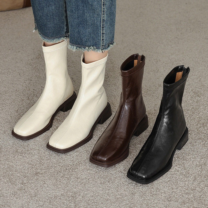 中跟3.5cm显瘦显腿直包腿方头后拉链短靴2024早秋新款通勤瘦瘦靴,户外/登山/野营/旅行用品,登山鞋/徒步鞋,淘宝优惠券,粉丝福利购,淘宝优惠卷