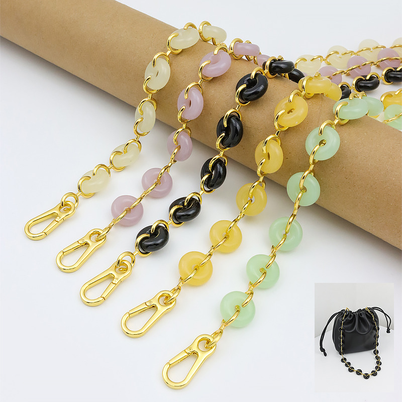 玉石质感包包链条合金材质包肩带