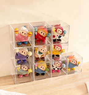 YoYo右右酱萌趣歪头系列收纳盒迷你手办桌面摆件透明防尘展示盒子