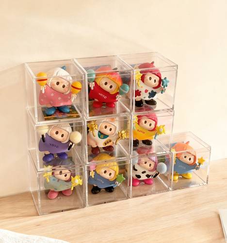 YoYo右右酱萌趣歪头系列收纳盒迷你手办桌面摆件透明防尘展示盒子