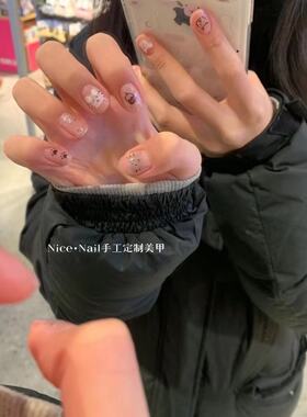穿戴甲定制手绘猫咪手工美甲