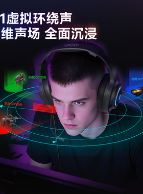 QCY 头戴式游戏耳机HEROAD V200 包耳式高灵敏降噪电脑有线耳机
