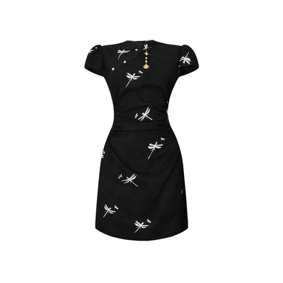 黑色新中式国风改良旗袍连衣裙女夏季修身收腰复古旗袍长裙高级感