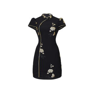 新中式小众复古设计短款旗袍连衣裙女夏季国风高级感修身显瘦裙子