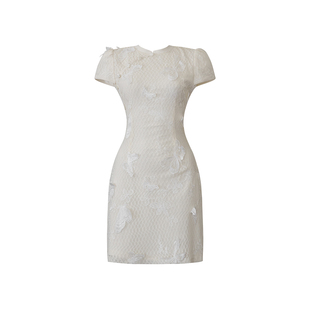 新中式国风蝴蝶提花设计感连衣裙女夏季高级名媛优雅改良旗袍裙子