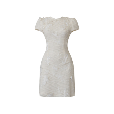 新中式国风蝴蝶提花设计感连衣裙女夏季高级名媛优雅改良旗袍裙子