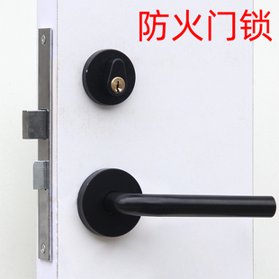 黑色防火门锁A02不锈钢全套锁 通用型铜锁芯通道锁消防门锁整套锁