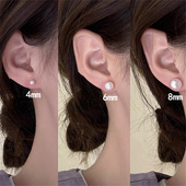 珍珠耳钉高级耳环气质简约小巧白色樱桃潮耳银饰养耳洞日韩耳钉女