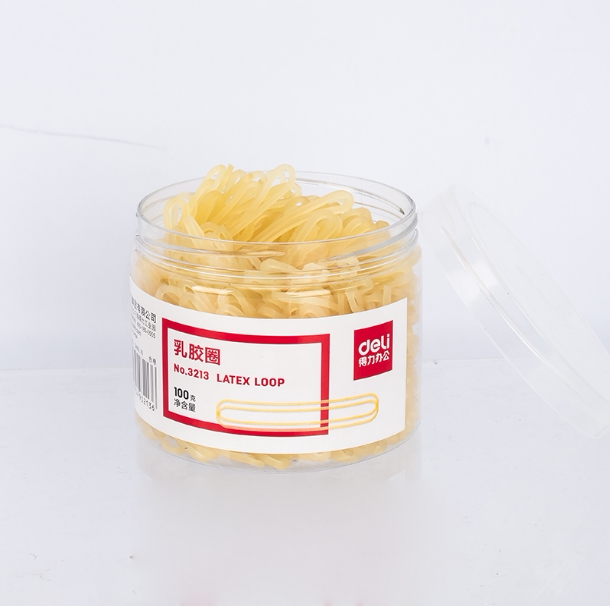 得力3213乳胶圈橡皮筋办公财务用黄乳胶弹力牛皮筋100g筒装包邮