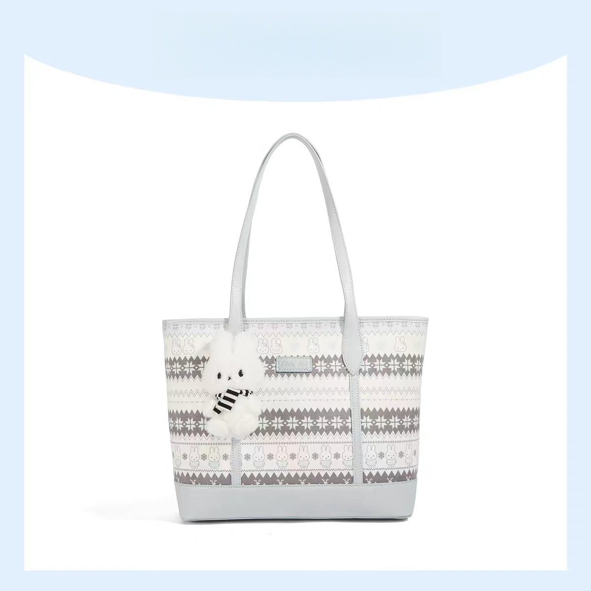 新款费尔岛蓝色百搭小众设计感大容量单肩托特包日常通勤手提包