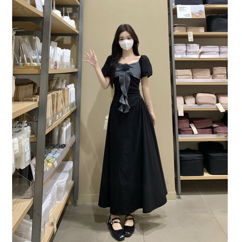 胖mm微胖女生梨形型身材女孩大码多巴胺收腰显瘦遮肚穿搭连衣裙子