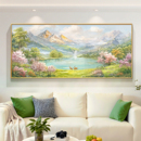 金山聚宝盆客厅装 饰画奶油风沙发背景墙挂画山水风景壁画手绘油画