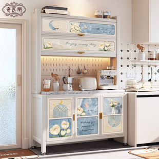 中古风不锈钢餐边柜客厅靠墙一体储物柜子碳钢家用多层铁艺收纳柜