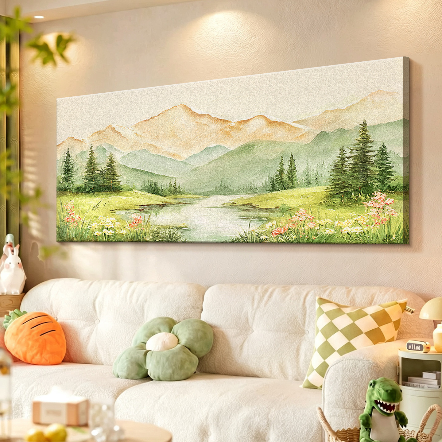 奶油风客厅挂画2026新款沙发背景墙装饰画风景山水画高档大气壁画图片
