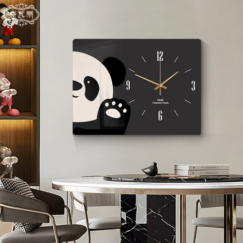 卡通熊猫电表箱装饰画极简风2024