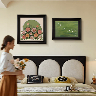 法式复古卧室装饰画中古风组合餐厅挂画美式夫妻主卧床头画壁画