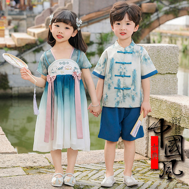 汉服女童男童中国风套装夏季古装汉服
