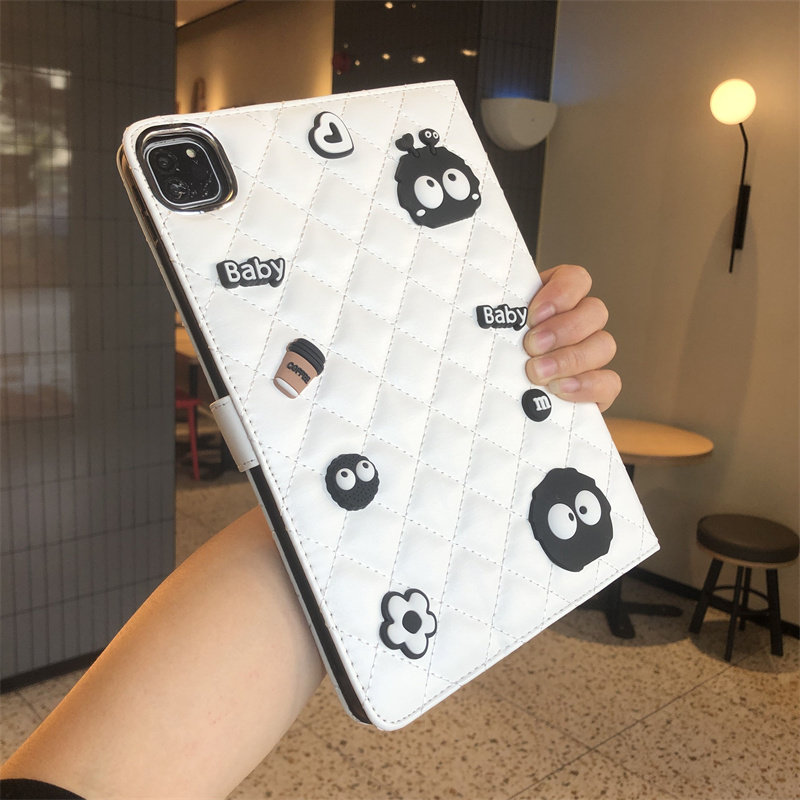 立体黑煤球diy公仔适用于苹果iPad9/8/7代保护套10.2/9.7英寸Pro11硅胶10.9全包a2602防摔a1822迷你6可爱软壳