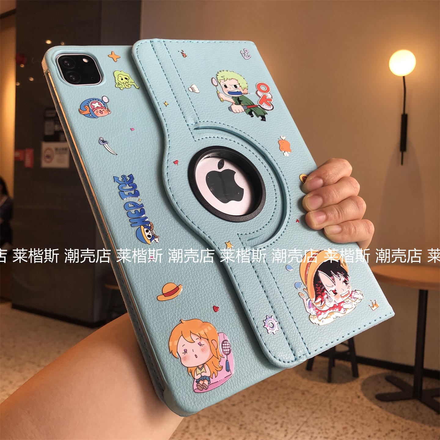 浮雕海贼王路飞适用于iPad旋转保护套10代10.9第11代a16苹果7/8/9代10.2寸Pro11可爱air876卡通a2270平板外壳