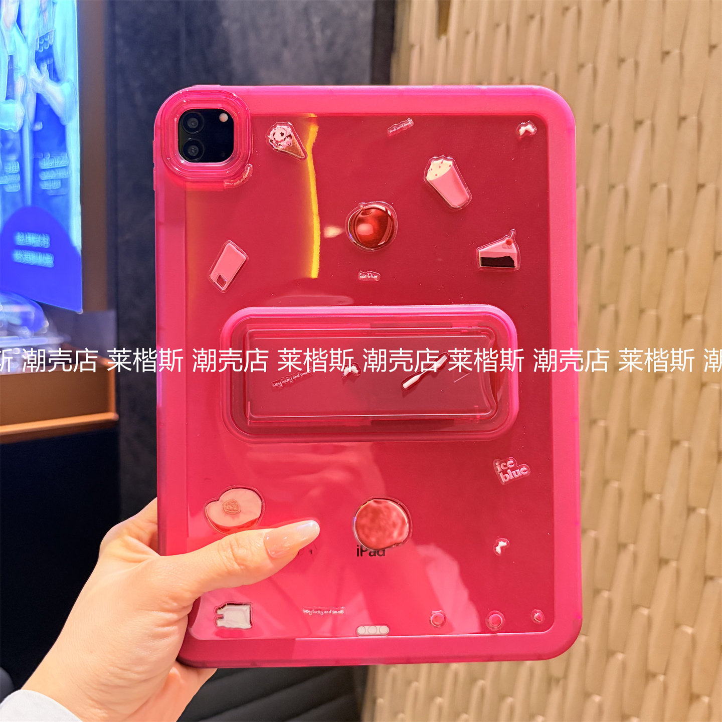ins莓红可爱一体支架适用iPad11保护套苹果Air8/7/6平板Pro11全包Pro13寸10.2无盖10代防摔mini光面硅胶壳9.7