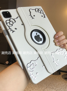 可爱浮雕360度旋转支架适用苹果iPad11代2025款保护套第10代10.2寸10.9寸Air765防摔pro11平板壳a2602皮套A16