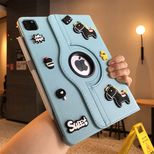 立体小马360度旋转适用苹果ipad11代a16保护套Air6可爱7/8/9代10.2平板Pro11卡通十防摔9.7寸迷你45皮套a2377
