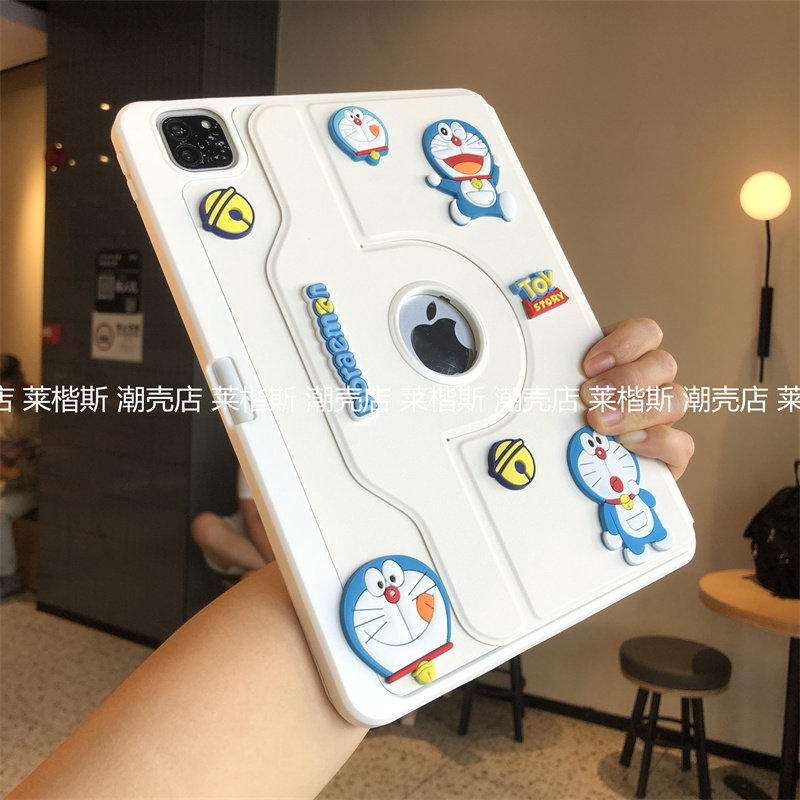 哆啦A梦360度旋转亚克力适用iPad11代保护套2025新款Pro11寸10.2笔槽9.7苹果A2902卡通a2270防弯air654防摔壳