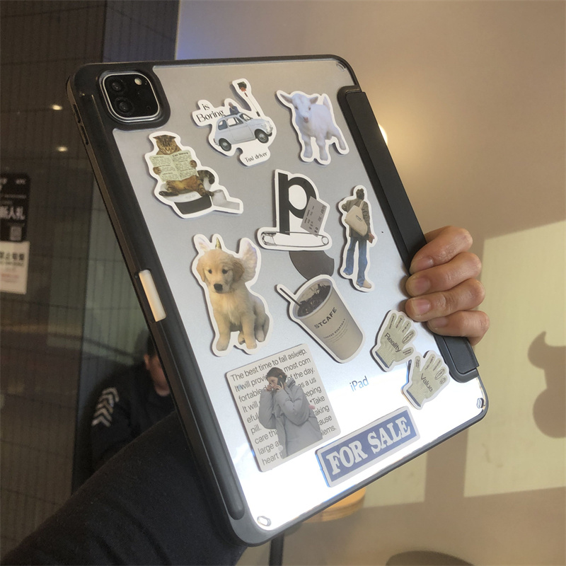 亚克力折叠支架带笔槽适用于ipad10代2022款保护套9.7翻盖10.2/Pro11寸A2602苹果air54防弯A1822磁吸透明硬壳