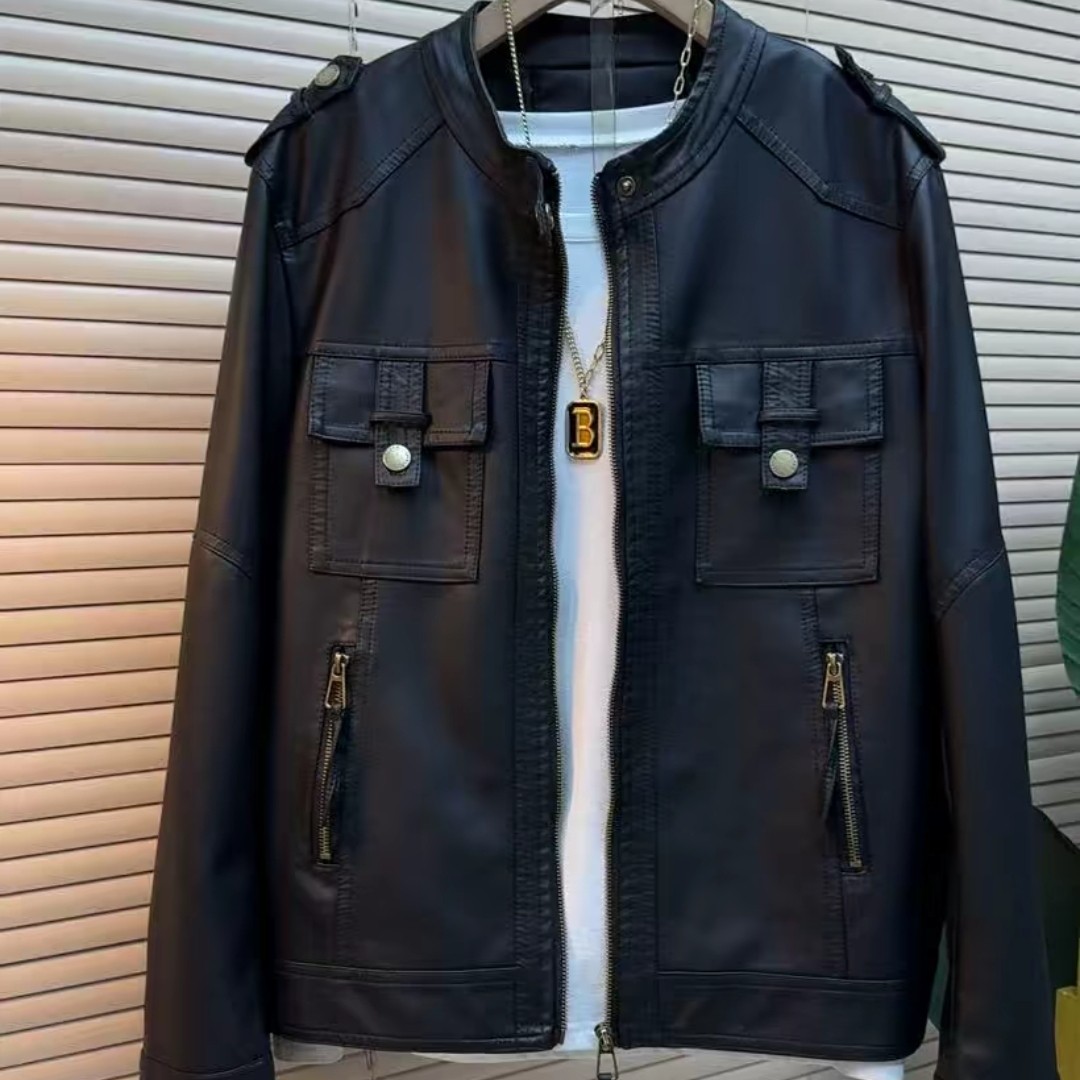 2025春季新款皮衣女短款pu皮水洗皮修身显瘦机车服皮夹克外套男女