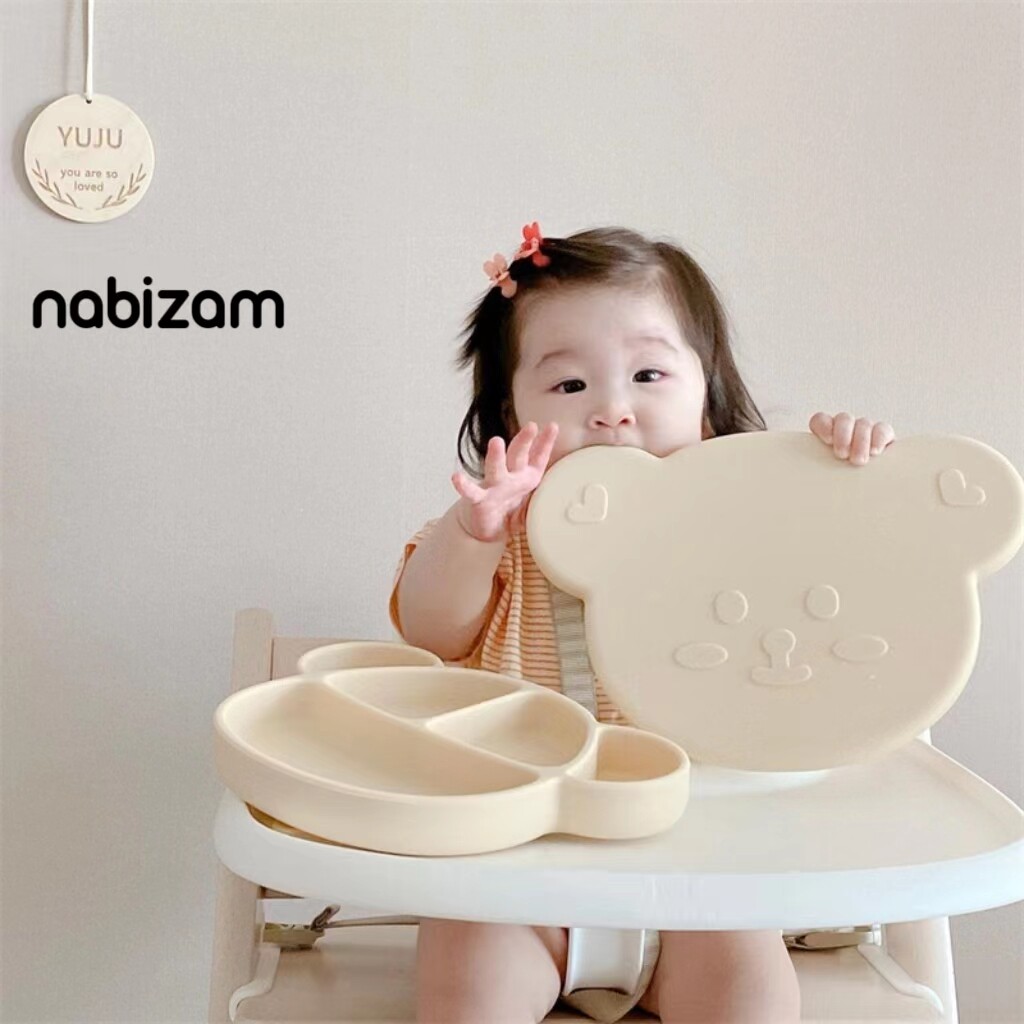 nabizam乐比赞儿童硅胶餐盘餐具勺子碗防摔耐高温防烫安全材质