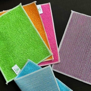 加厚洗碗布 竹纤维银丝抹布 18x23 厨房灶头去污 双面洗碗布