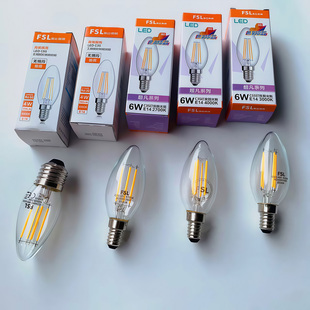 佛山照明led蜡烛尖泡e14螺口水晶吊灯e27球泡无频闪3000k暖光灯泡