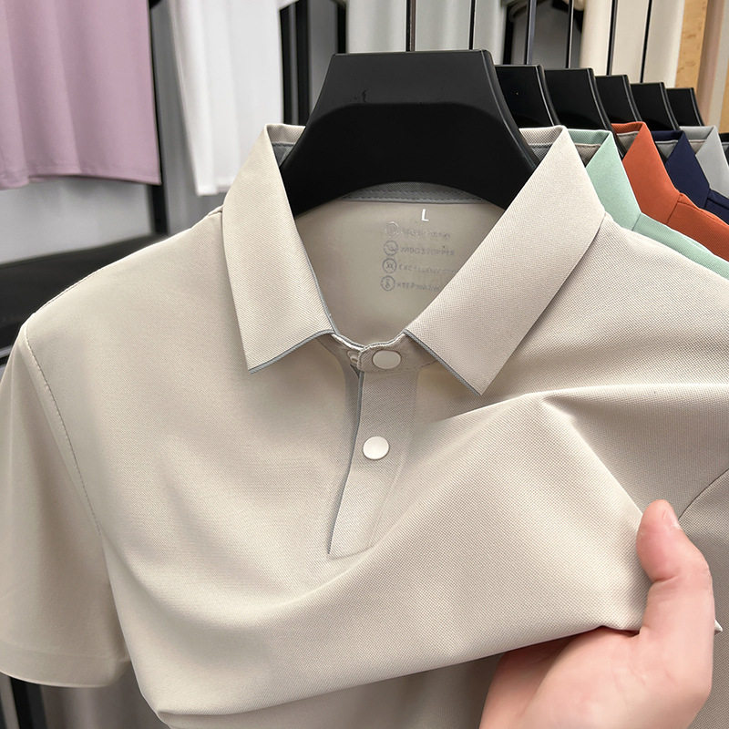 2026商务男士夏季新款锦氨冰丝短袖t恤无痕凉感翻领休闲polo衫男
