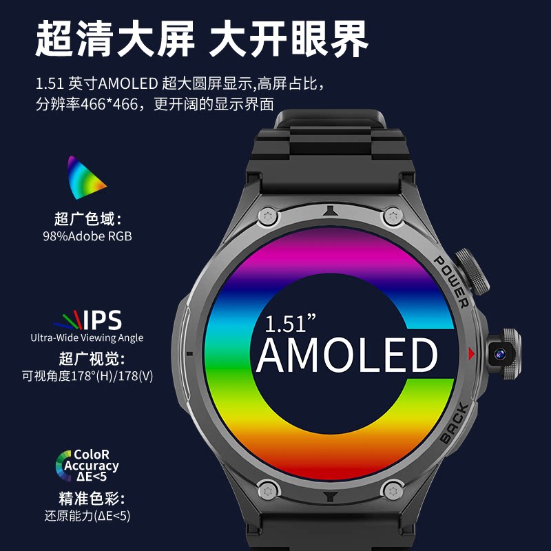 大屏圆形电话手表可插卡5G安卓智能成人男士华强北顶配版