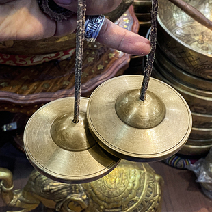 尼泊尔手工响铜碰铃铜拔撞铃丁夏风铃挂饰疗愈乐器静心铃传统乐器