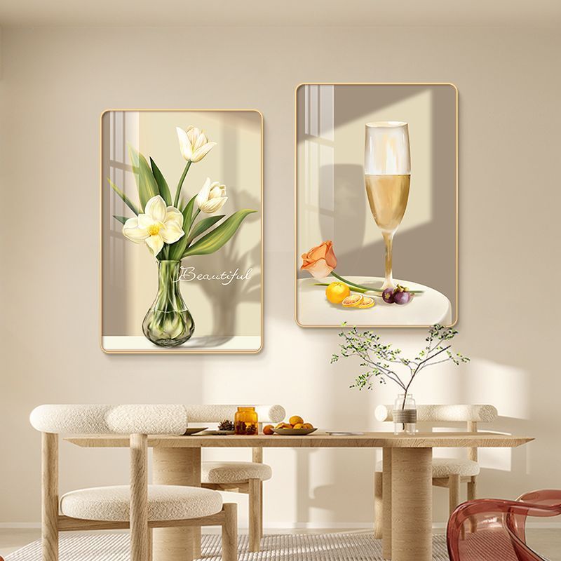 餐厅装饰画现代简约饭厅挂画卧室床头花卉酒杯壁画餐厅背景墙挂画图片